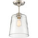 Modern 1 Light 10 inch Brushed Nickel Semi-Flush Ceiling Light
