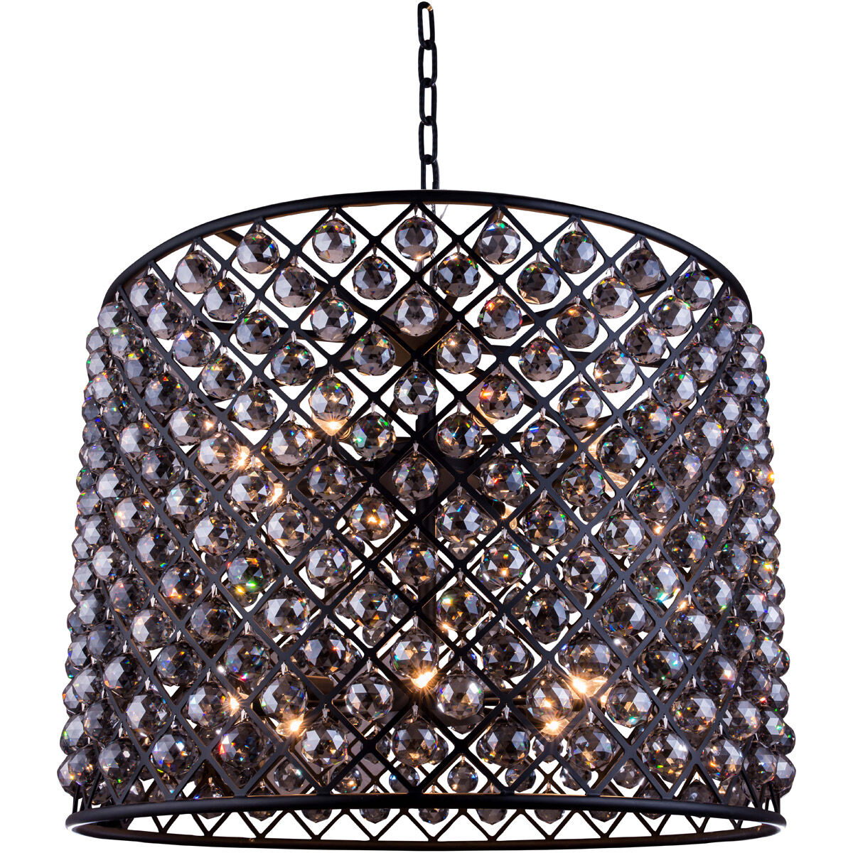 Madison 12 Light 36 inch Matte Black Pendant Ceiling Light in Silver Shade, Faceted Royal Cut, Urban Classic