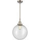 Franklin Restoration Beacon 1 Light 12 inch Brushed Satin Nickel Mini Pendant Ceiling Light in Seedy Glass