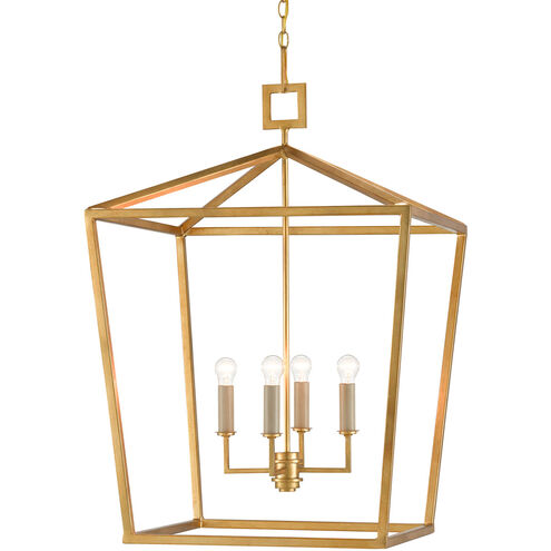 Denison 4 Light 26 inch Contemporary Gold Leaf Lantern Pendant Ceiling Light, Large
