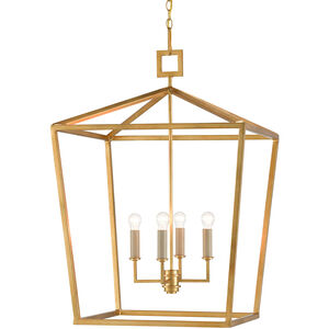 Denison 4 Light 26 inch Contemporary Gold Leaf Lantern Pendant Ceiling Light, Large