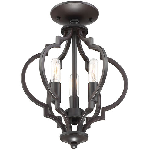 Transitional 3 Light 11 inch Oil Rubbed Bronze Convertible SemiFlush/Pendant Ceiling Light