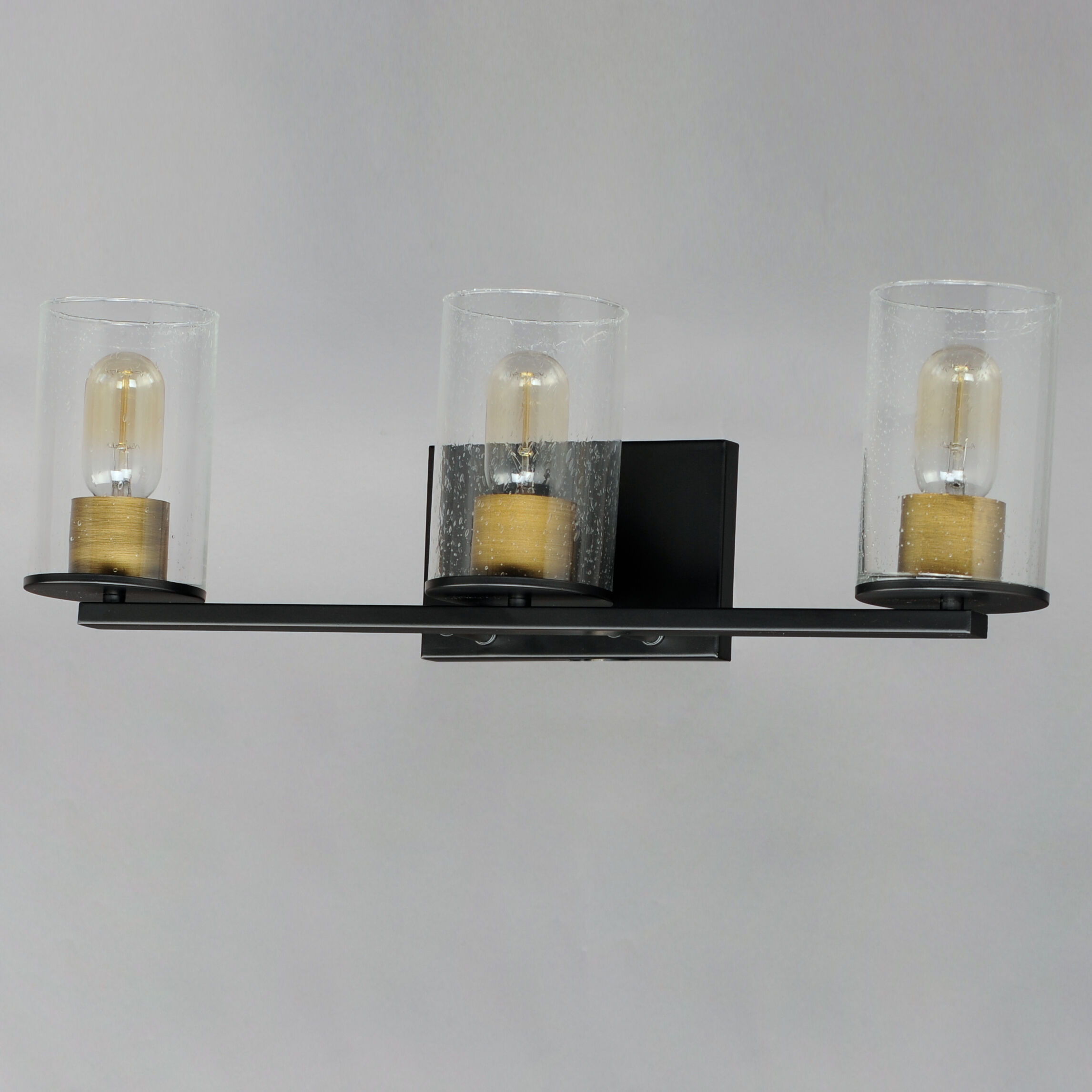 Sleek 3 Light 24 inch Antique Brass/Black Bath Vanity Wall Light