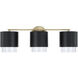Weller 3 Light 24.25 inch Matte Brass and Black Vanity Light Wall Light