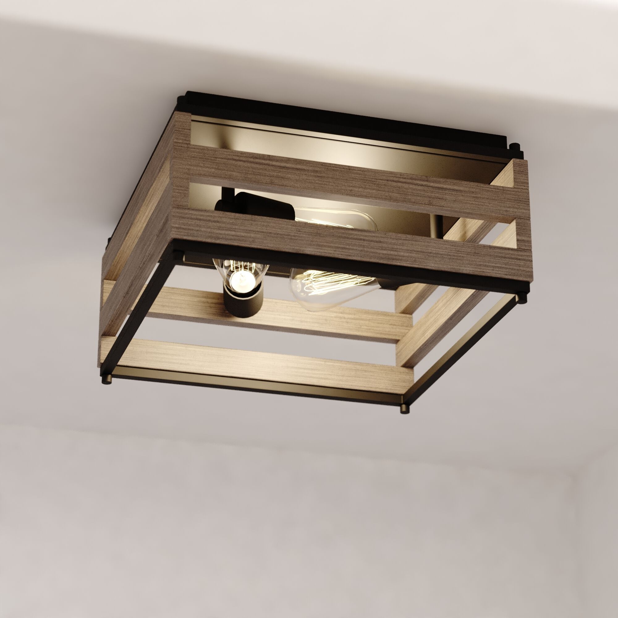 Ravenswood LED 13 inch Matte Black and Burnished Maple Flush Mount Ceiling Light