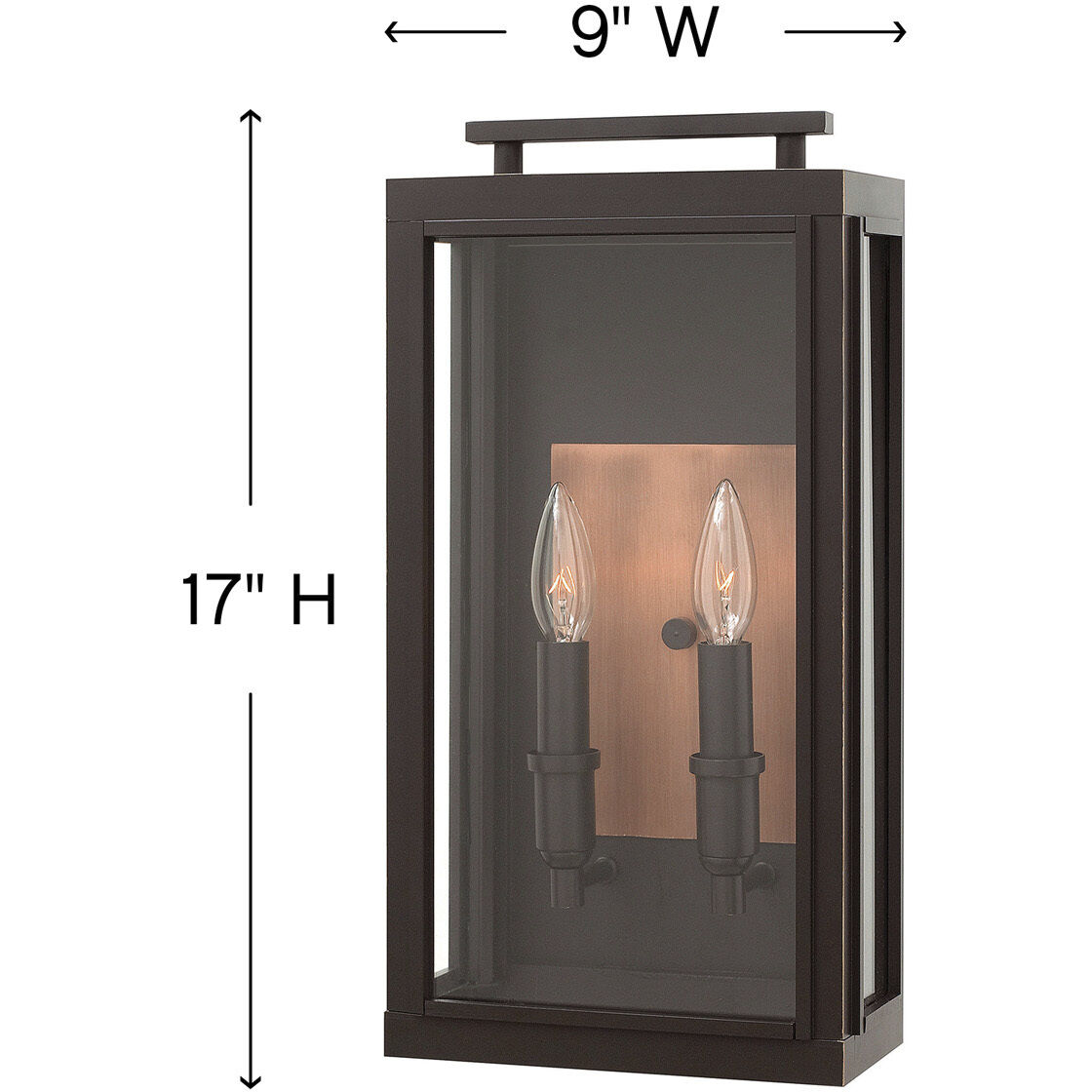 Sutcliffe LED 17 inch Oil Rubbed Bronze with Antique Copper Outdoor Wall Mount Lantern, Medium