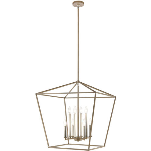 Fairfax 8 Light 24 inch Wood Tone with Satin Nickel Chandelier Ceiling Light