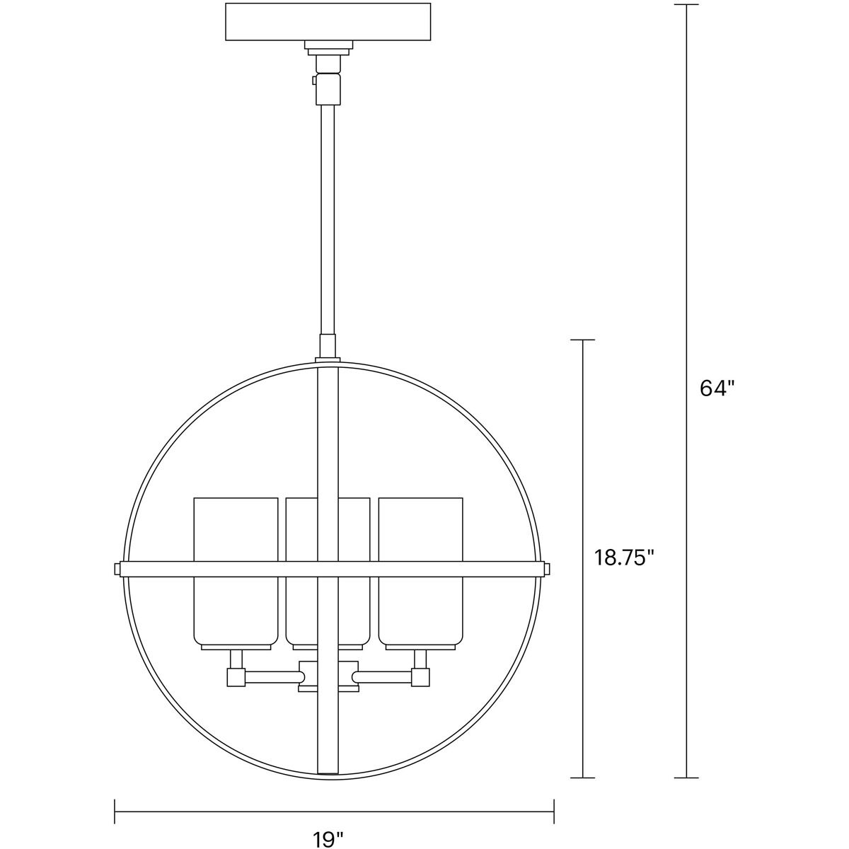 Alturas 3 Light 19 inch Brushed Nickel Chandelier Ceiling Light