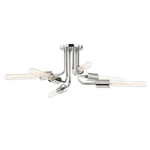 Donny 6 Light 30 inch Polished Nickel Semi Flush Ceiling Light