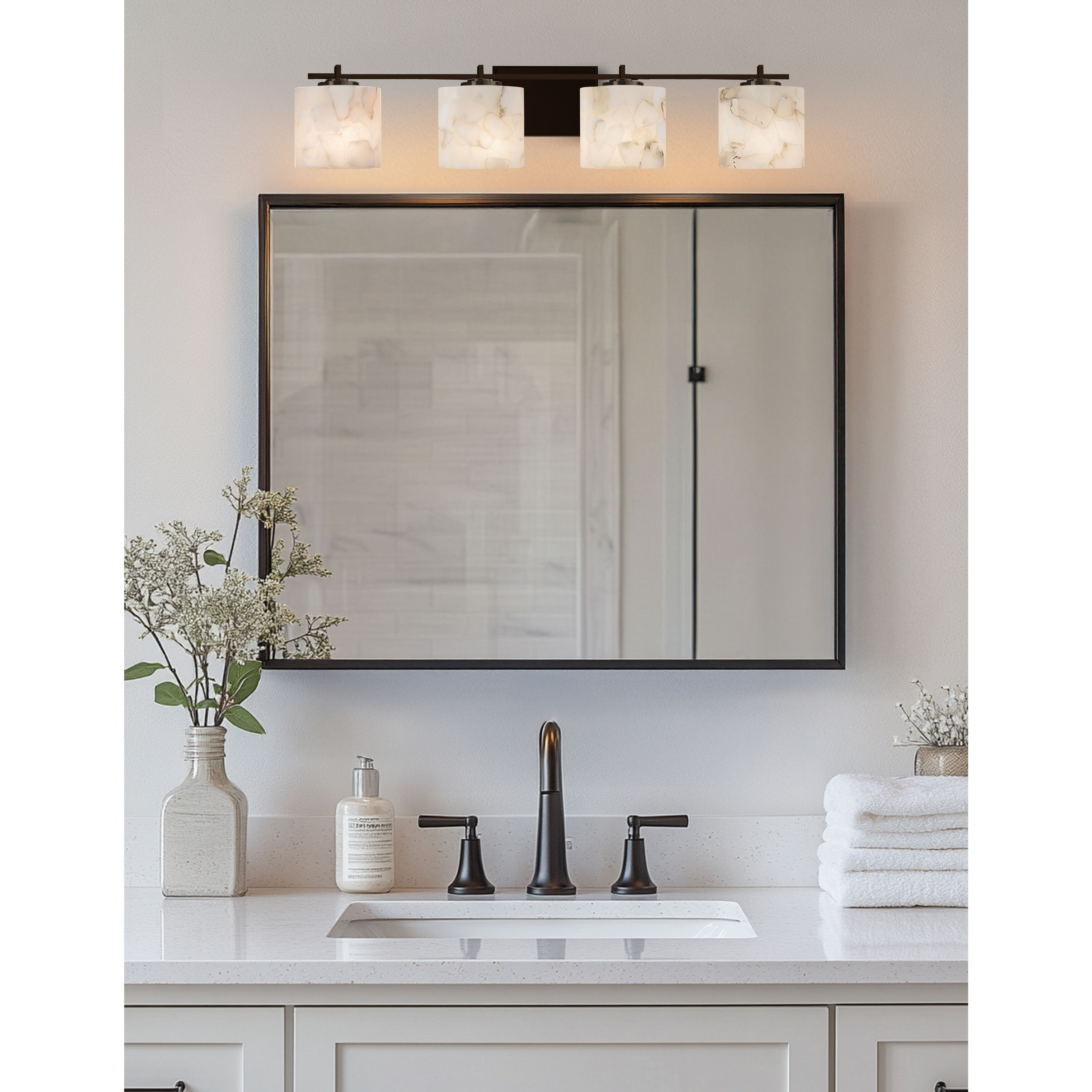 Alabaster Rocks LED 36.75 inch Dark Bronze Vanity Light Wall Light in 2800 Lm LED, Oval