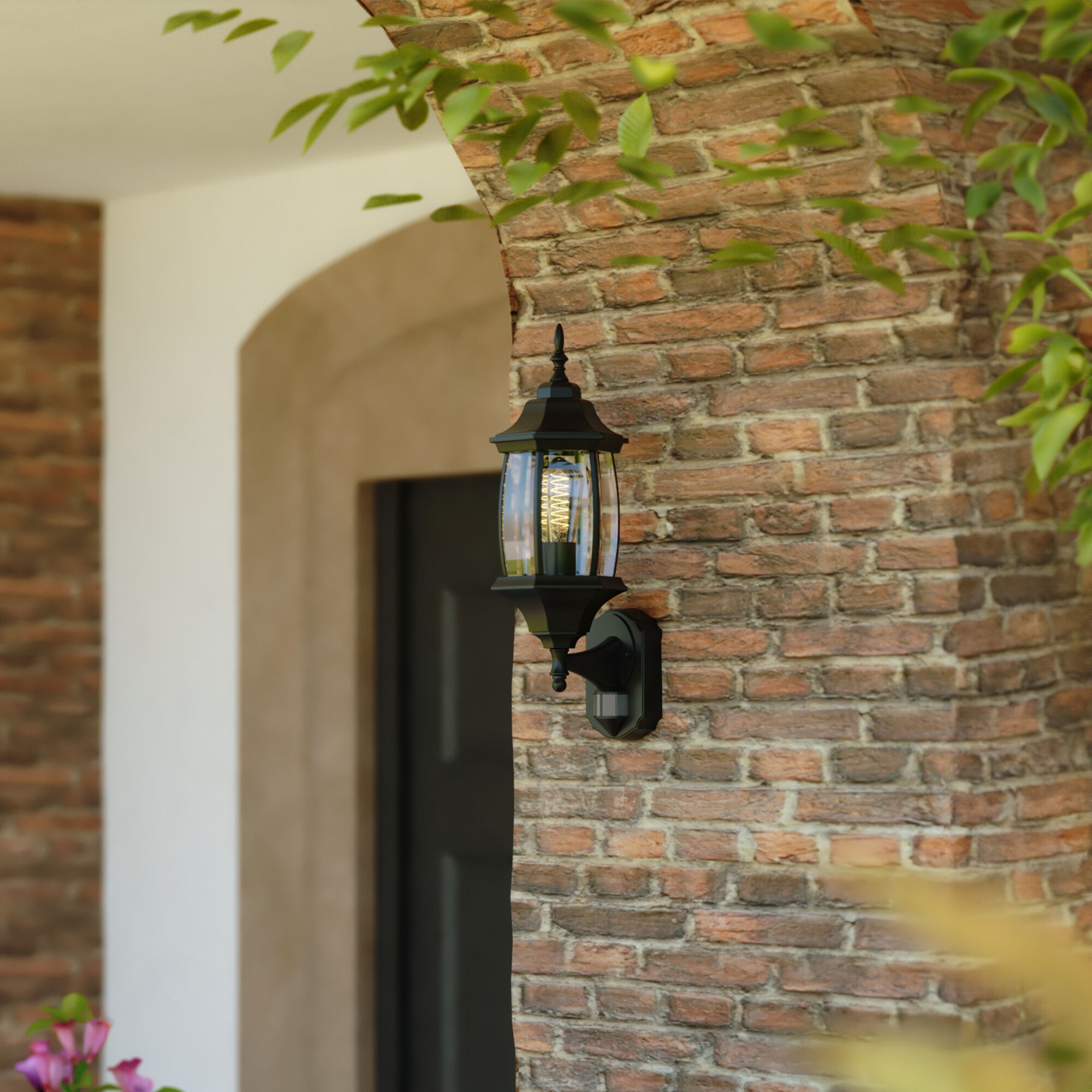 Rogers Park Textured Black Outdoor Motion Sensor