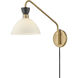 Simon 1 Light 8 inch Black with Heritage Brass Sconce Wall Light in Cased Opal