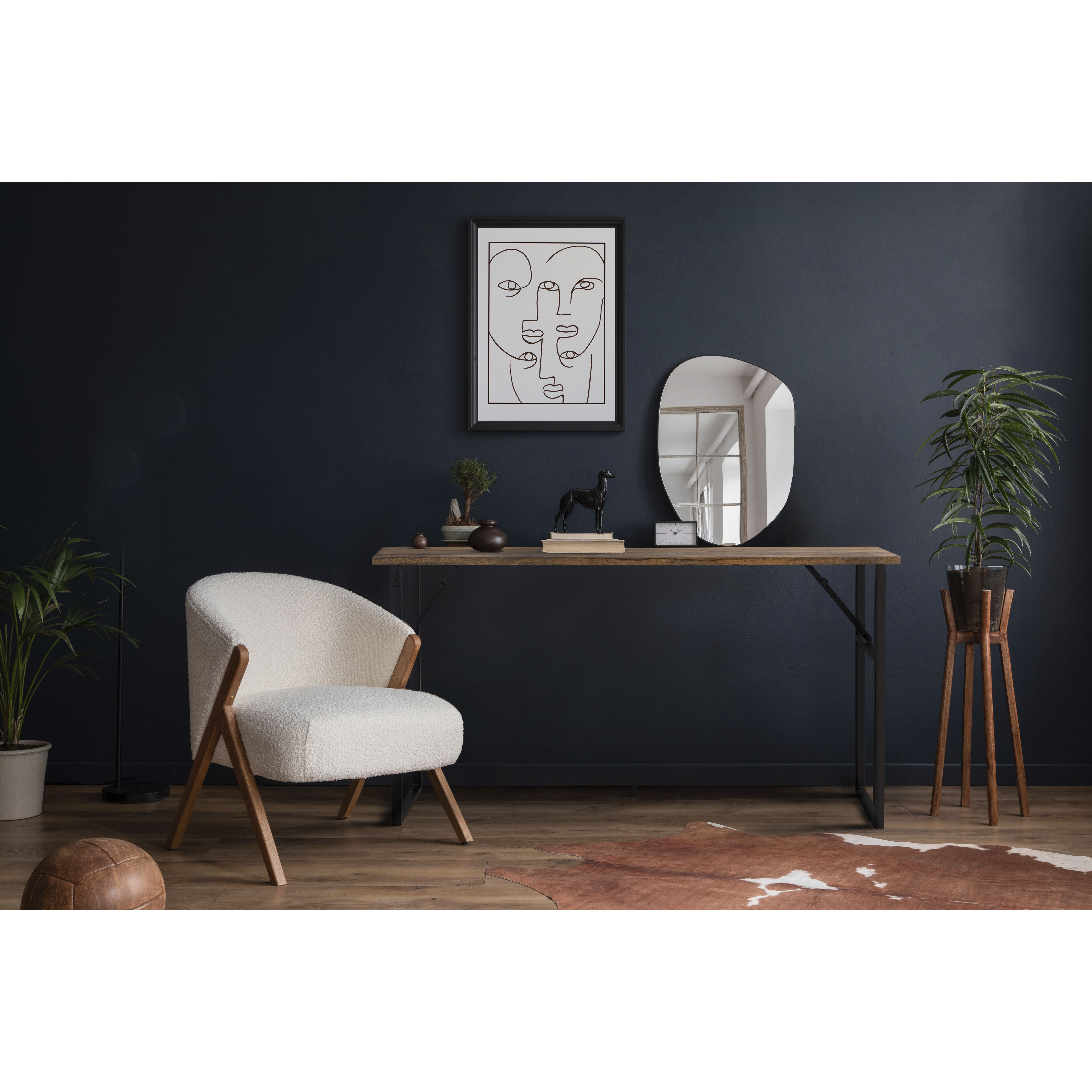 Deven 60 X 15.5 inch Natural Wood and Black Console Table