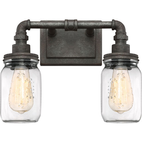 Squire 2 Light 14 inch Rustic Black Bath Light Wall Light