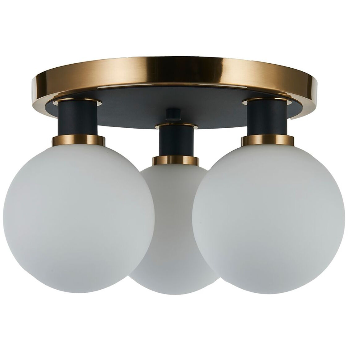 Gem LED 14.5 inch Black and Brushed Brass Semi-Flush Mount Ceiling Light in White