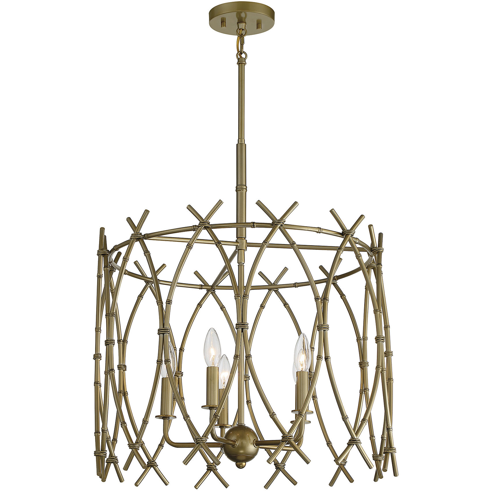 Cornwall 5 Light 22 inch New Burnished Brass Pendant Ceiling Light