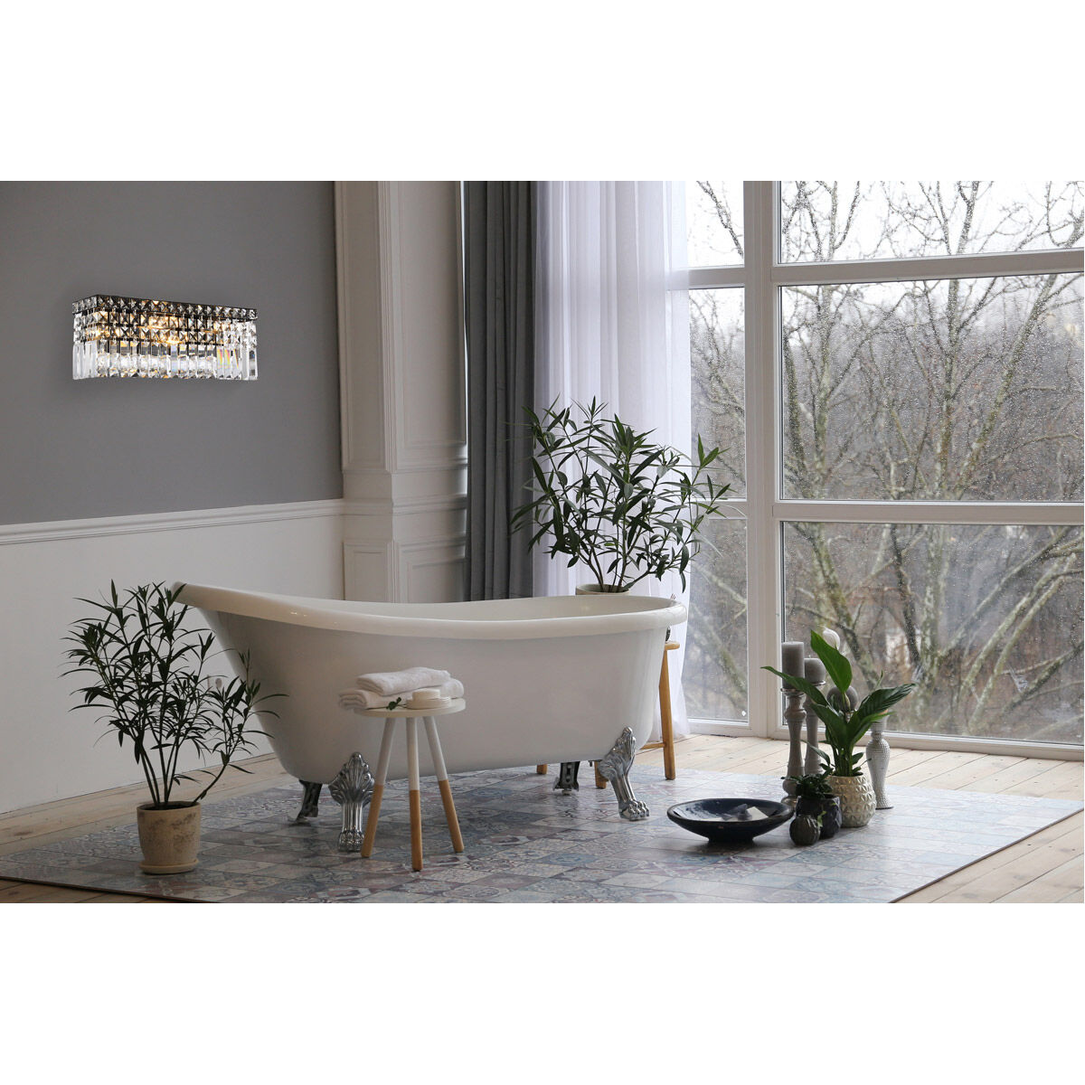 Maxime 3 Light 4.5 inch Black and Clear Wall Sconce Wall Light in Royal Cut