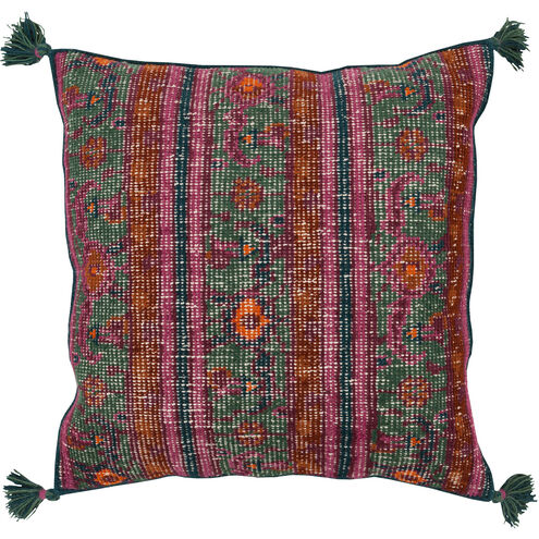 Zahra 30 inch Dark Green, Bright Orange, Burnt Orange Pillow Kit