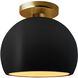 Radiance 1 Light 7 inch Carbon Matte Black and Champagne Gold and Brushed Brass Semi Flush Ceiling Light