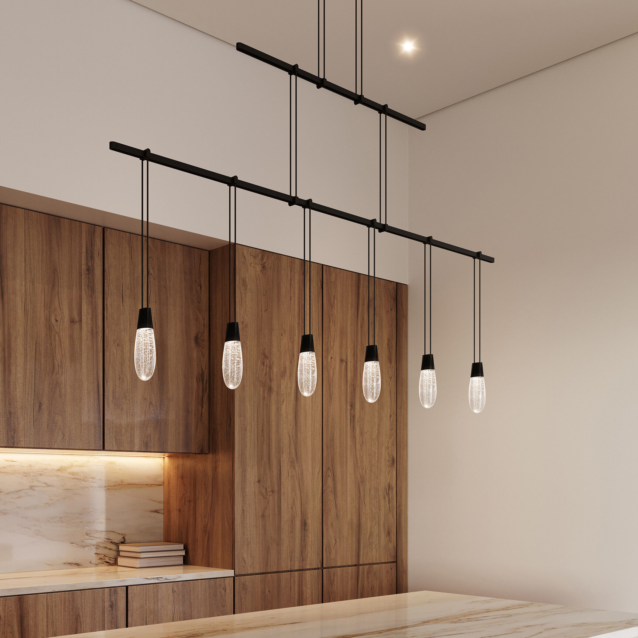 Suspenders LED 48 inch Satin Black Linear Pendant Ceiling Light