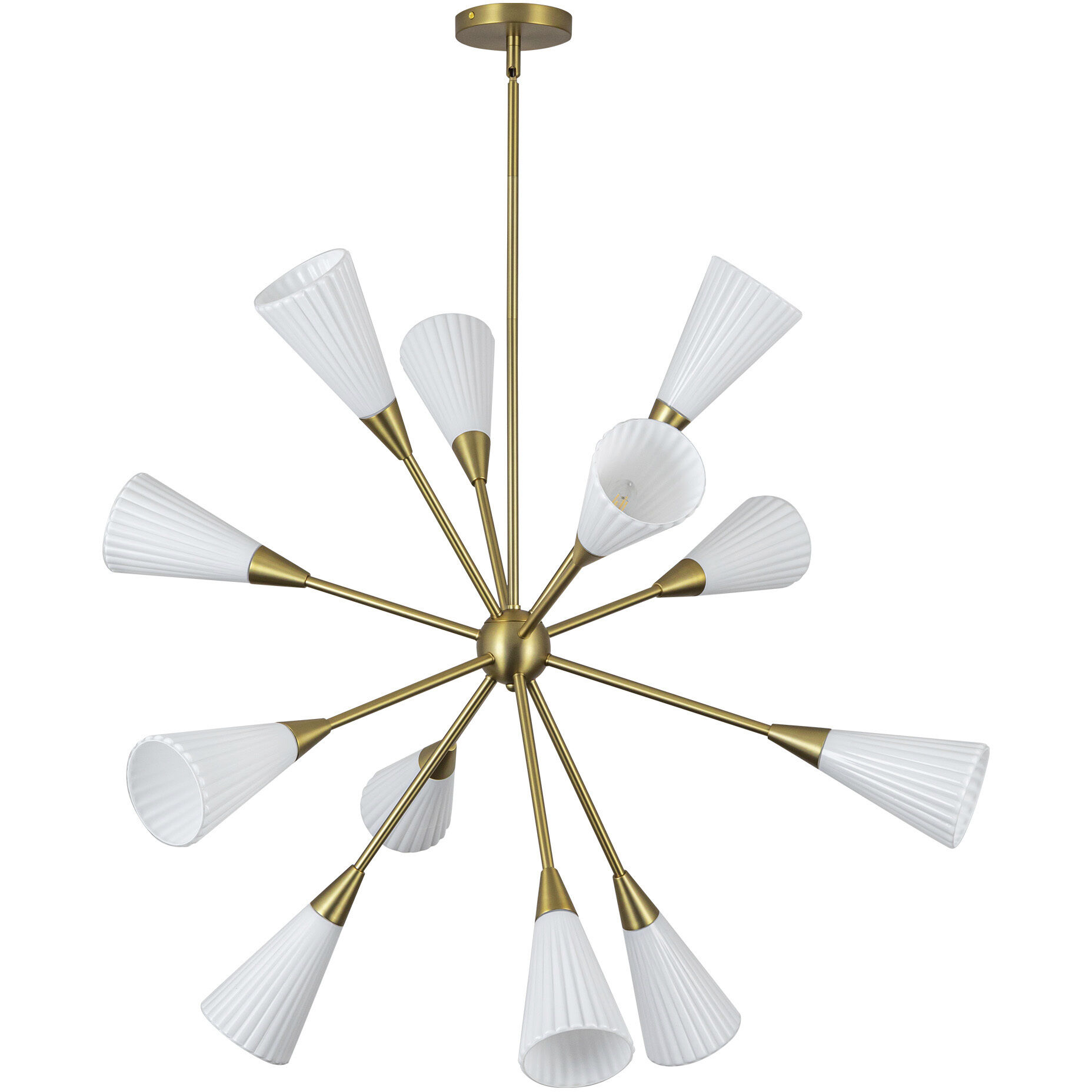 Alora Mood Cosmo 12 Light 38.63 inch Brushed Gold/Glossy Ribbed Opal Glass Chandelier Ceiling Light