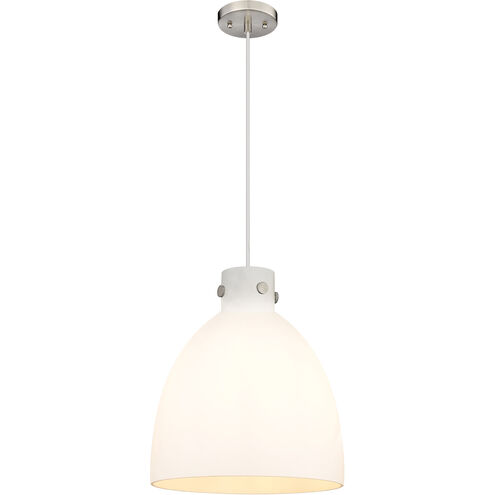 Newton Bell 1 Light 14 inch Satin Nickel Pendant Ceiling Light in Matte White Glass