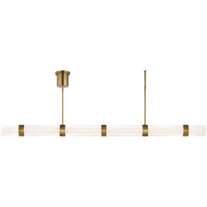Sean Lavin Wit Linear Suspension Ceiling Light in Aged Brass, 6 Glass, Integrated LED