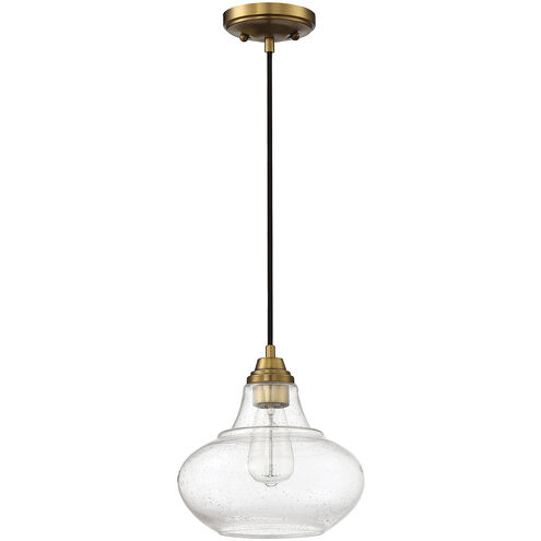 Industrial 1 Light 10 inch Natural Brass Mini-Pendant Ceiling Light
