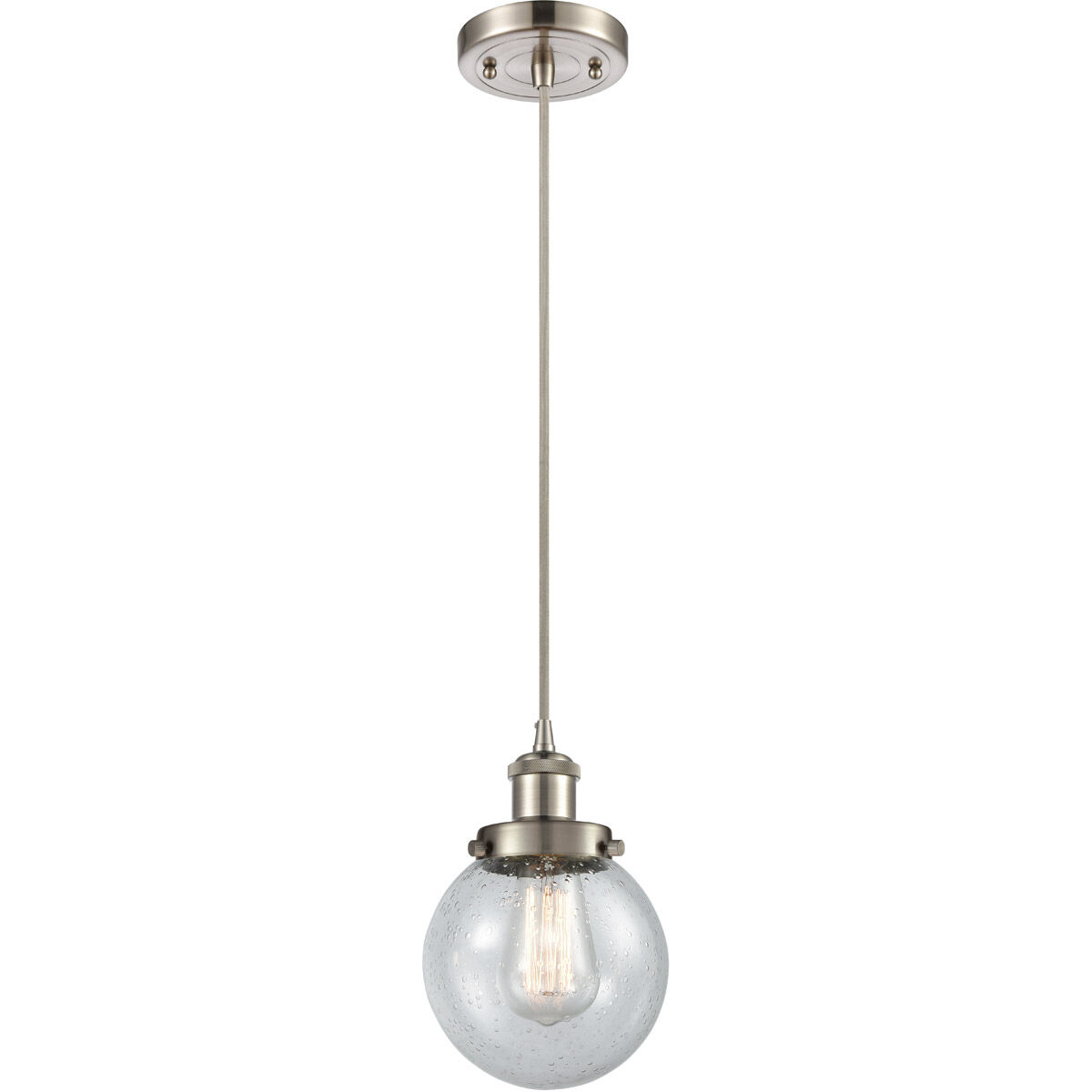 Ballston Beacon 1 Light 6 inch Brushed Satin Nickel Mini Pendant Ceiling Light in Seedy Glass, Ballston