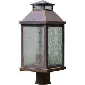 Canterbury 3 Light 22 inch Rustic Brown Post Mount in Clear Seedy