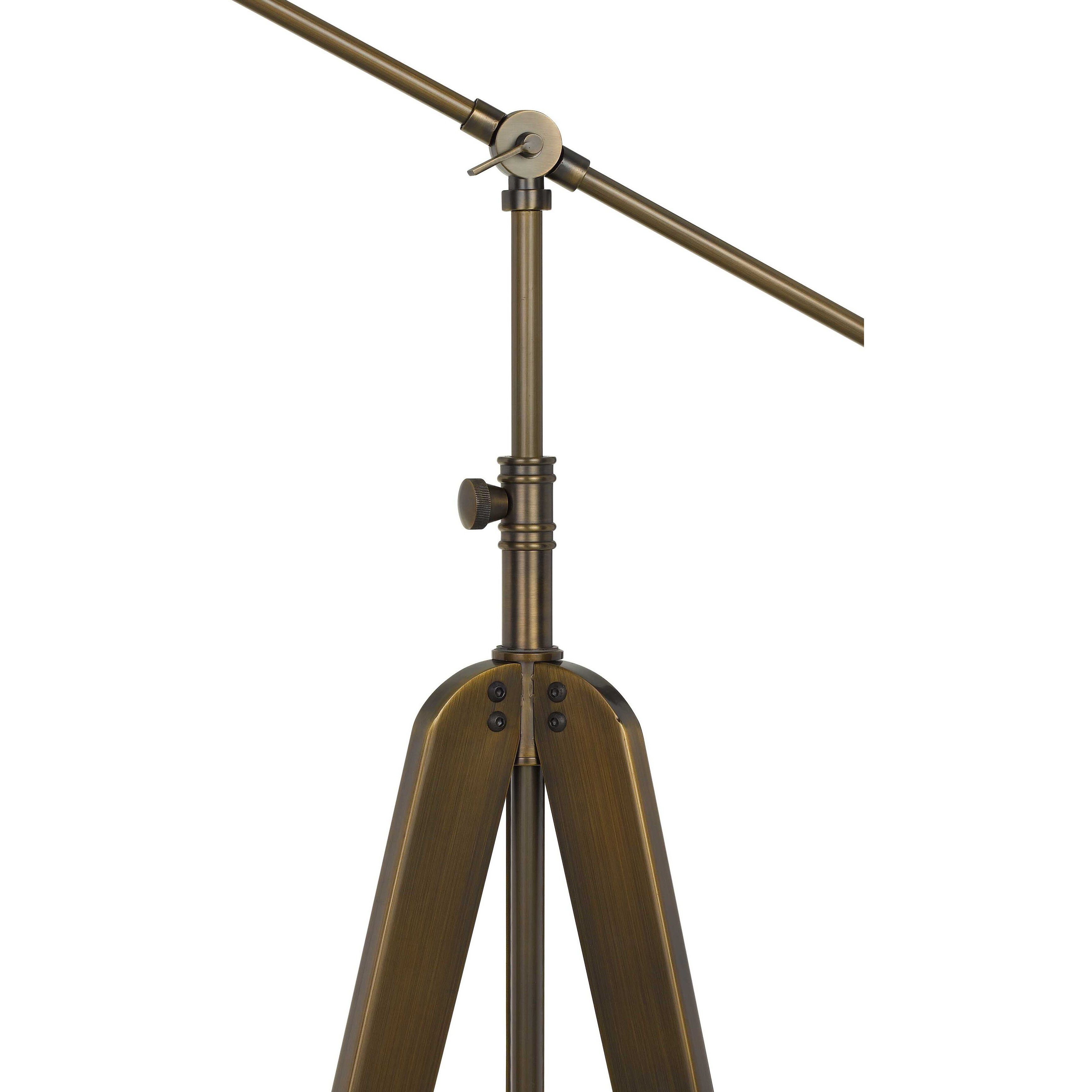 Cuero 54 inch 60 watt Antique Gold Brass Floor Lamp Portable Light, Tripod