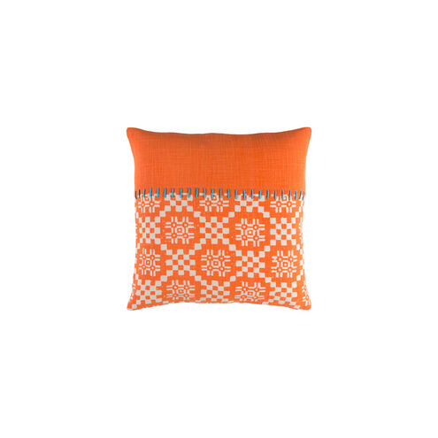 Delray 22 X 22 inch Bright Orange and Cream Throw Pillow
