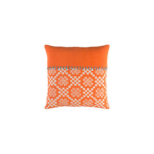 Delray 22 X 22 inch Bright Orange and Cream Throw Pillow