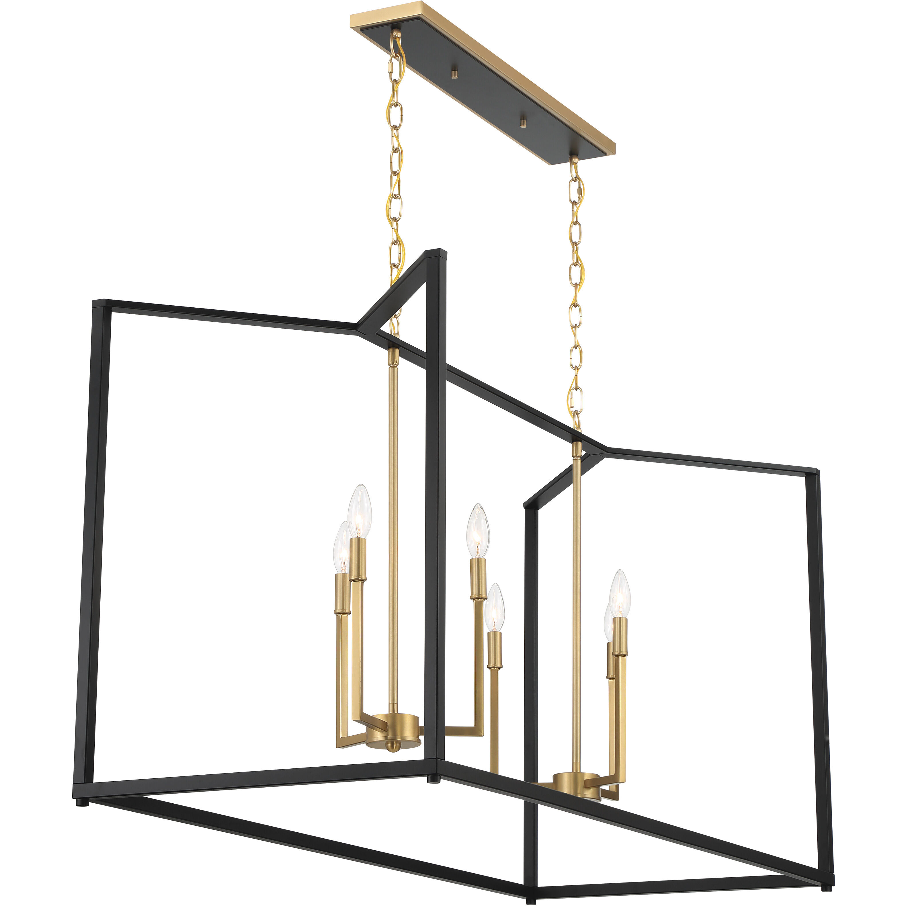 Colwick 6 Light 48 inch Matte Black and Signature Gold Island Chandelier Ceiling Light