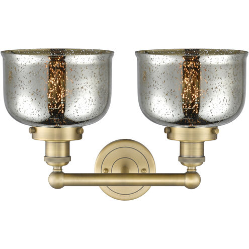 Bell 2 Light 15.5 inch Brushed Brass Bath Vanity Light Wall Light in Silver Plated Mercury