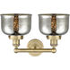 Bell 2 Light 15.5 inch Brushed Brass Bath Vanity Light Wall Light in Silver Plated Mercury
