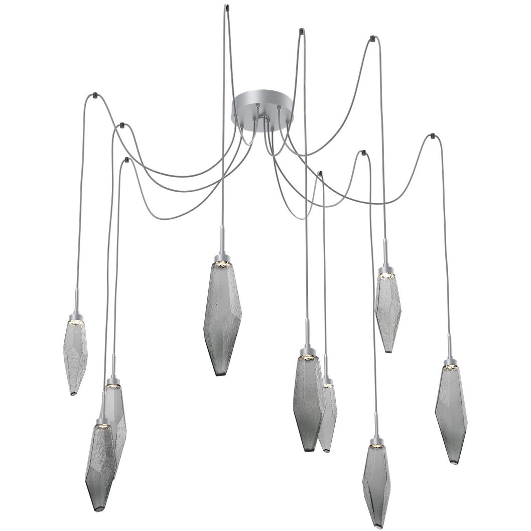 Rock Crystal LED 13.5 inch Classic Silver Swag Multi-Pendant Ceiling Light in Chilled Smoke, 2700K LED