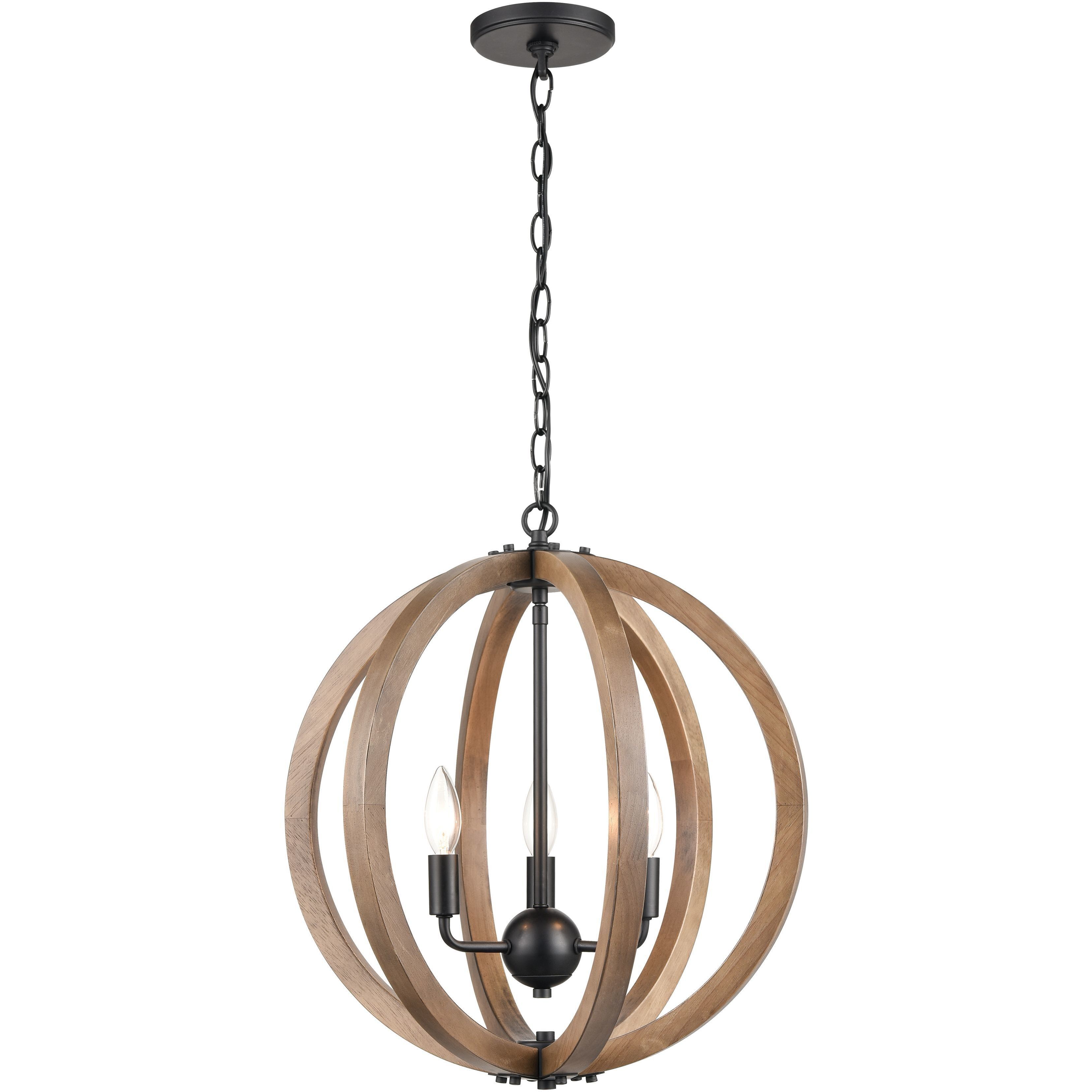 Barrow 3 Light 18 inch Brown with Matte Black Chandelier Ceiling Light