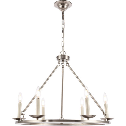 Maine 6 Light 26 inch Burnished Nickel Chandelier Ceiling Light