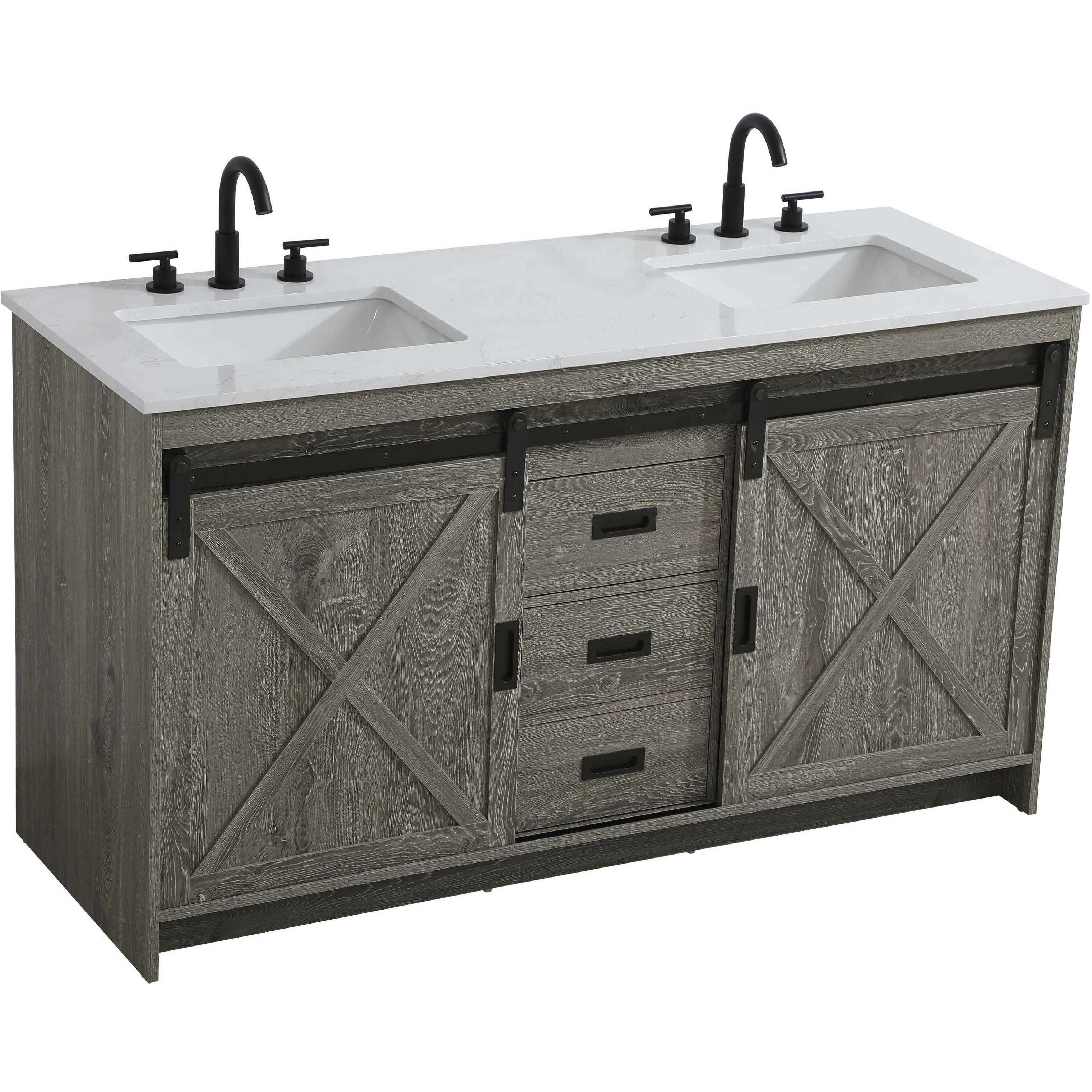 Austin 60 X 34 inch Rustic Grey Bathroom Vanity Cabinet