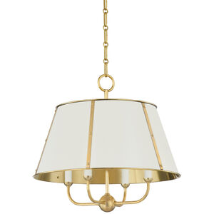 Cambridge 4 Light 20 inch Aged Brass/Off White Chandelier Ceiling Light