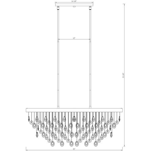 Livorno 8 Light 36 inch Noble Brass Linear Chandelier Ceiling Light, Oval