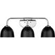 Zoey 3 Light 24.5 inch Chrome Bath Vanity Light Wall Light in Matte Black