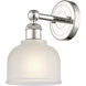 Dayton Sconce Wall Light in Polished Nickel, White
