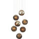 Pathos 7 Light 16 inch Antique Silver and Antique Gold and Matte Charcoal Multi-Drop Pendant Ceiling Light