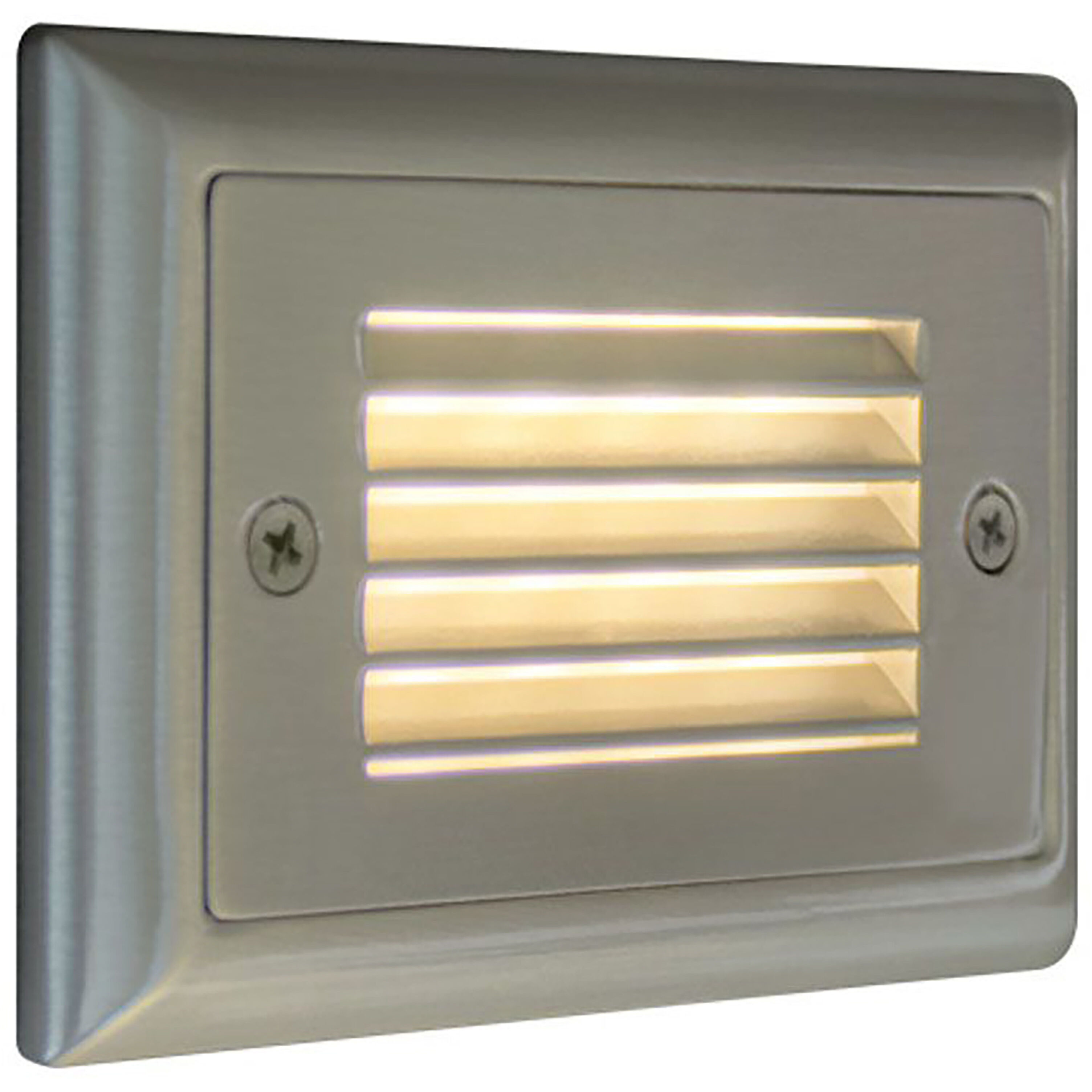 Step 1 2 watt Brushed Nickel Step Light in Amber, Horizontal Louver