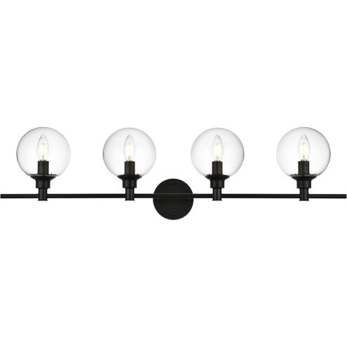 Jaelynn 4 Light 38 inch Black Bath Sconce Wall Light