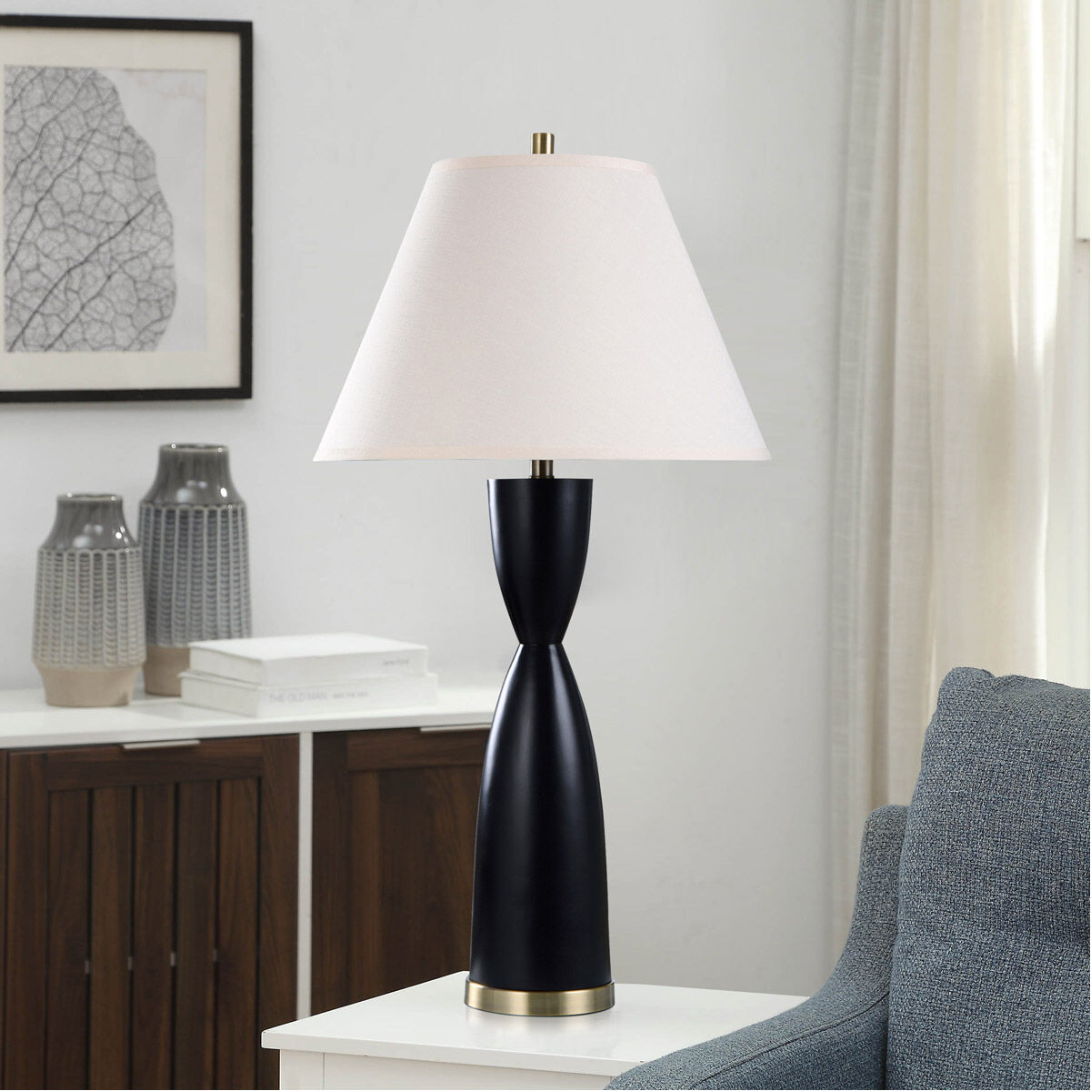 Dann Foley 36 inch 150.00 watt Satin Black Table Lamp Portable Light 