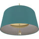 Williamsburg Custis 3 Light 15 inch Modern Brass Pendant Ceiling Light in Mayo Teal With Carter Gray