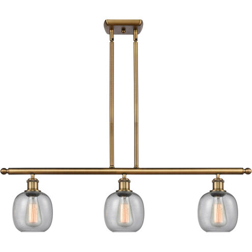 Ballston Belfast 3 Light 36 inch Brushed Brass Island Light Ceiling Light in Seedy Glass, Ballston